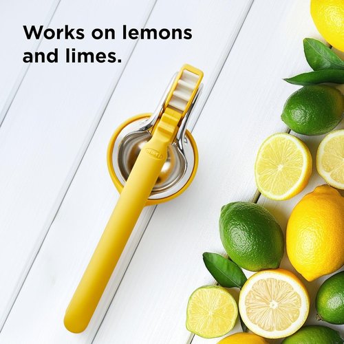 Chef'n FreshForce Lemon Squeezer - Manual Citrus Juicer with Dual-Gear Power for Maximum Juice Extraction - Durable Yellow