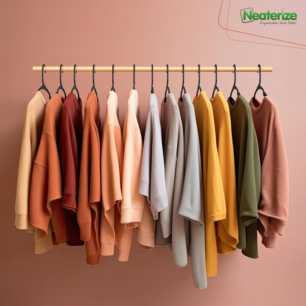 Neaterize Clothes Hangers - Space-Saving Plastic Hangers for Adults | 50-Pack in Black
