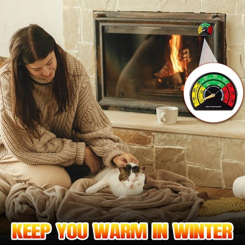 Frienda 1 Pcs 3.35 inch Large Dial Wood Stove Thermometer Magnetic Gas Oven Temperature Gauge Fire Stove Pipe Thermometer for Wood Burning Top Gas Pellet Fireplace Flue Avoiding Overheat Destroyed