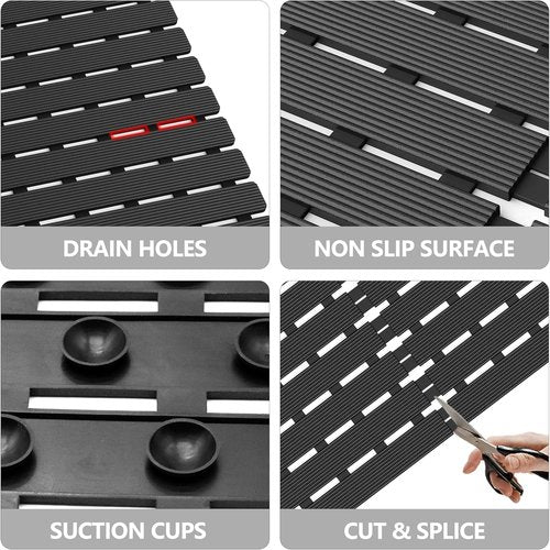 MBOSS Square Shower Mat for Inside Bathroom, Non Slip Bathtub Mat, 24 X 24 Inch Non Slip Shower Mat for Tub & Shower, Bathroom Essentials Safe, Easy to DIY Cut, Eco-Friendly Materials