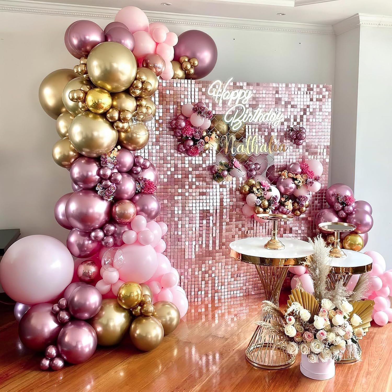 PartyWoo Metallic Pink Balloons - 100 Pack of Chrome Balloons in 5, 10, 12 Inch Sizes for Celebrations
