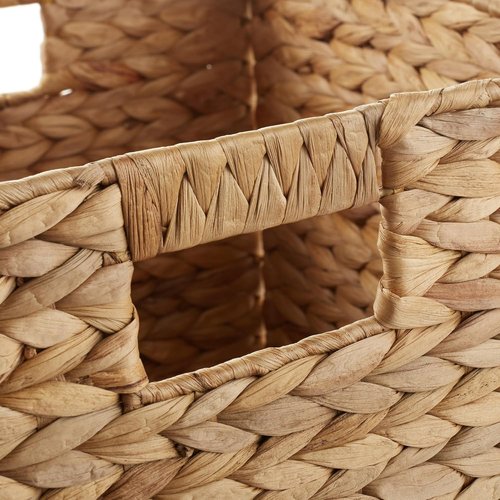 Casafield Water Hyacinth Storage Baskets - Set of 4 Collapsible 12" x 12" Woven Organizers for Home