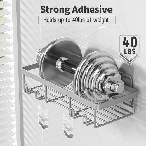 Liuoud Shower Caddy Organizer - Rustproof Stainless Steel Wall Storage Basket | Large Capacity, Grey - 5 Pack