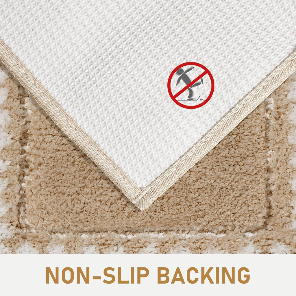 Skiennix Beige Bathroom Rugs - Non-Slip Washable Microfiber Mats | Plush & Absorbent 20x31 Inches