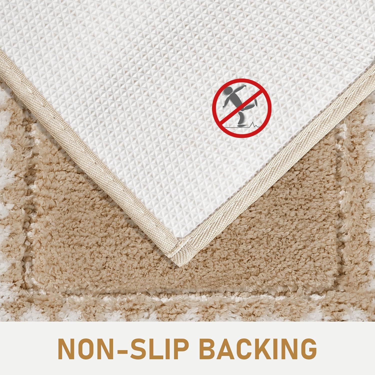 Skiennix Beige Bathroom Rugs - Non-Slip Washable Microfiber Mats | Plush & Absorbent 20x31 Inches