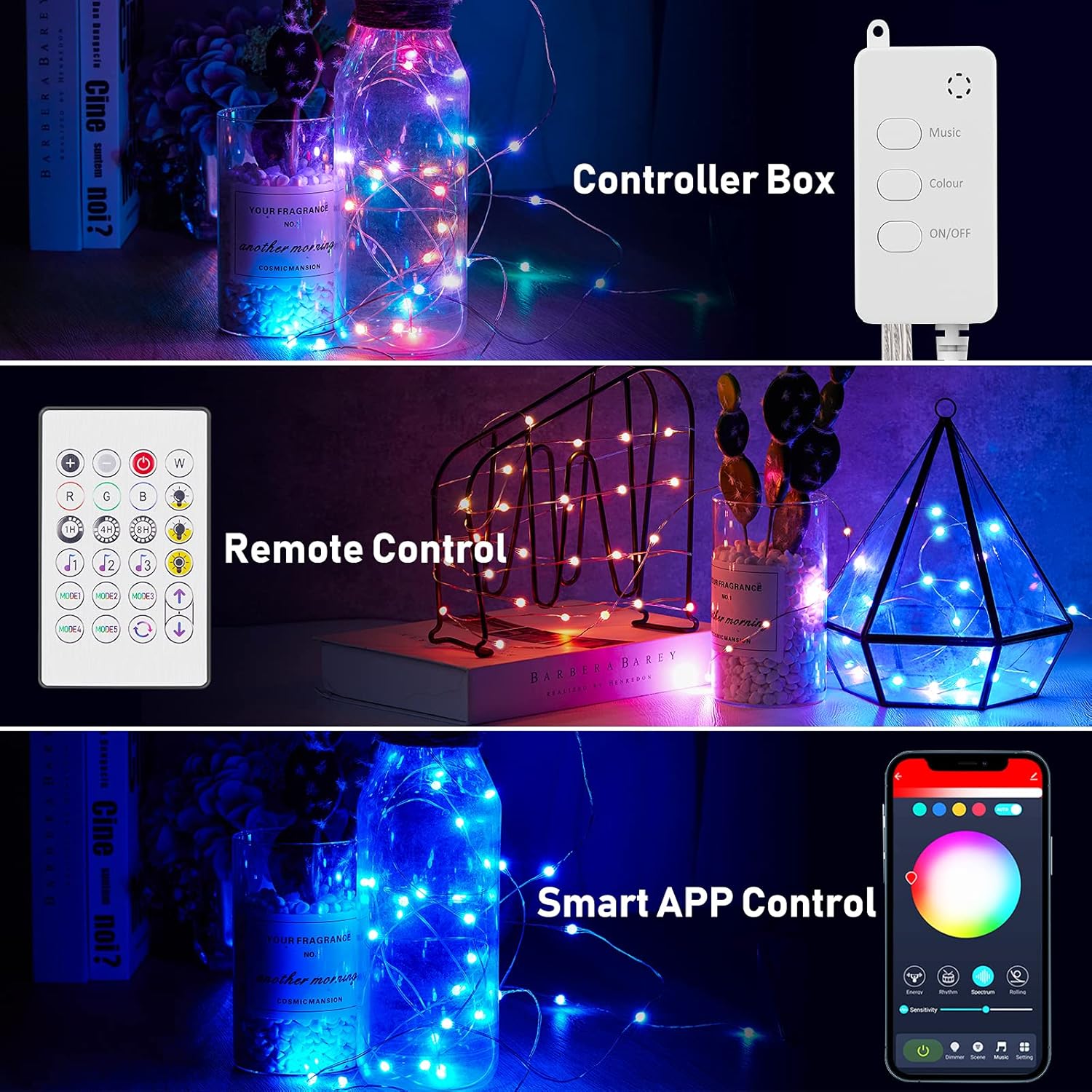 Smart Fairy String Lights - 33 Ft USB Bluetooth Twinkle Lights with Timer, Remote & Music Sync