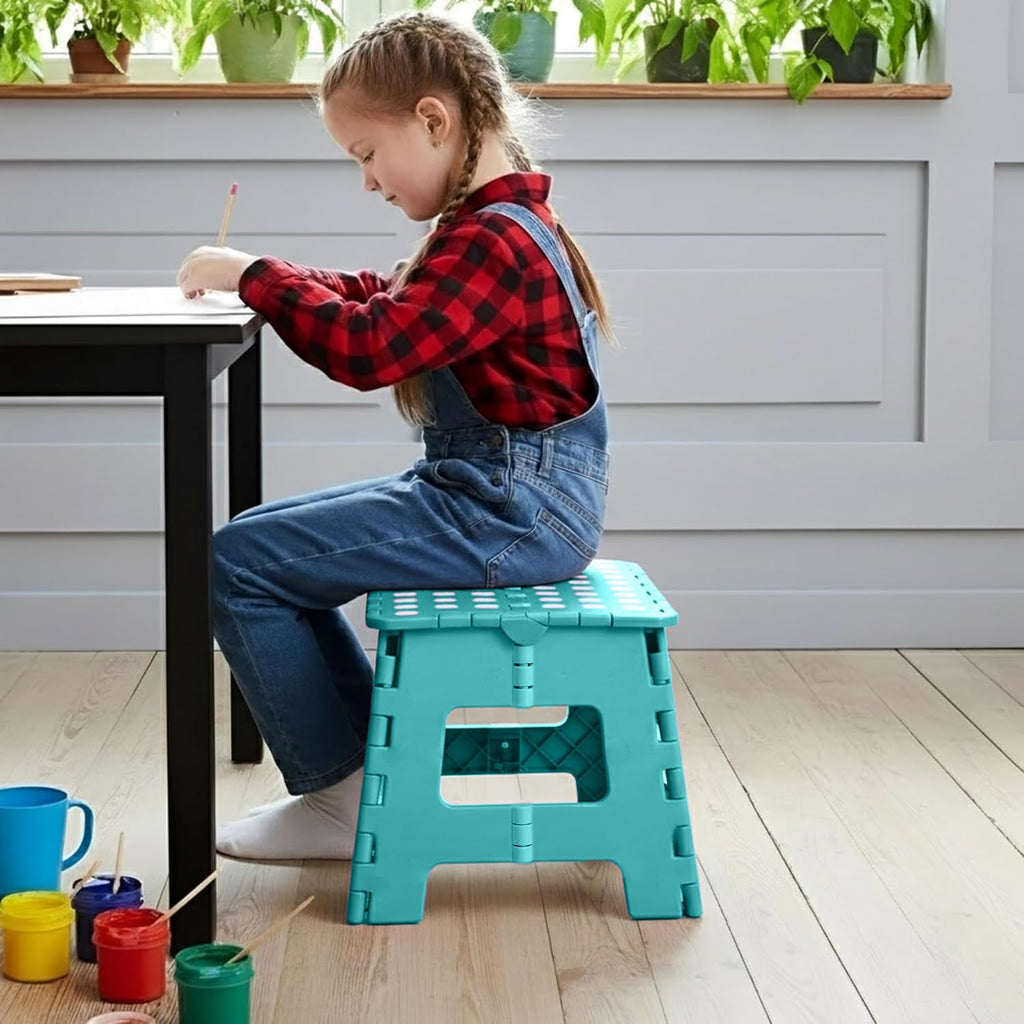 Utopia Home Folding Step Stool - 9-Inch Anti-Slip Collapsible Design - Supports Up to 300 lbs | Teal Color