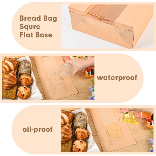 120pcs Bread Bags for Homemade Bread Sourdough, Sourdough Paper With Window 14"x8.3"x3.5" Sourdough Bread Bags for Gifting Large Bakery Bags Used for Storage Cookies & Snacks 130 Cute Sealing Stickers
