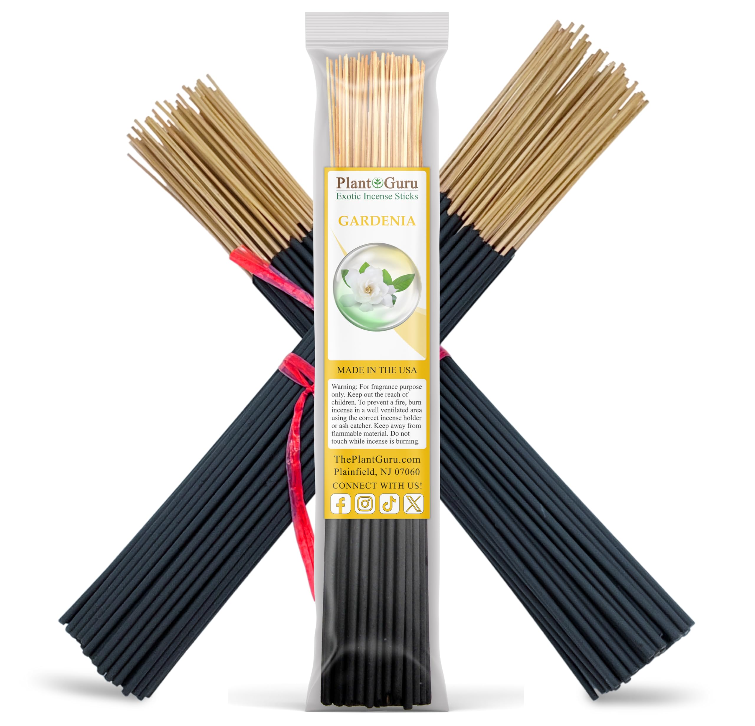 Gardenia Incense Sticks 11" - 1 Bundle 85 to 100 Sticks - Smooth and Clean Long Burn Time, 45 to 60 Minutes.