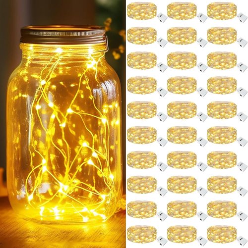 Kolpop 30 Pack LED Fairy Lights - 7FT Battery Operated Mini Twinkle String Lights | Waterproof Warm White for Christmas & Parties