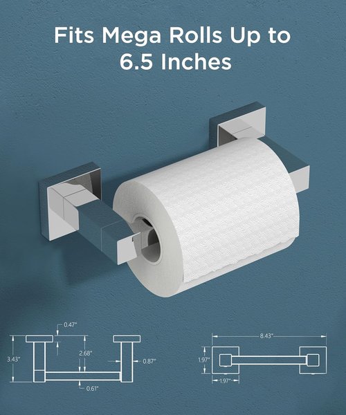 FORIOUS Stainless Steel Toilet Paper Holder - Rustproof Double Post Pivoting Design | Chrome Finish