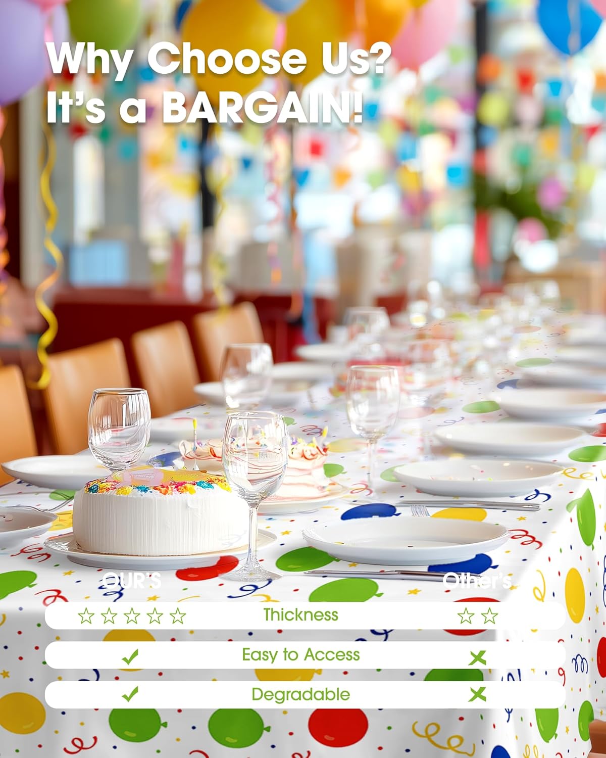 Pureegg Disposable Plastic Tablecloths - 10 Pack, 54 x 108 Inch, Leakproof & Sturdy for Parties | Rainbow Colors
