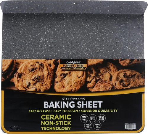CasaWare Toaster Oven Baking Sheet - 10-Inch Interior Size with 1.5-Inch Handle | Silver Granite Finish