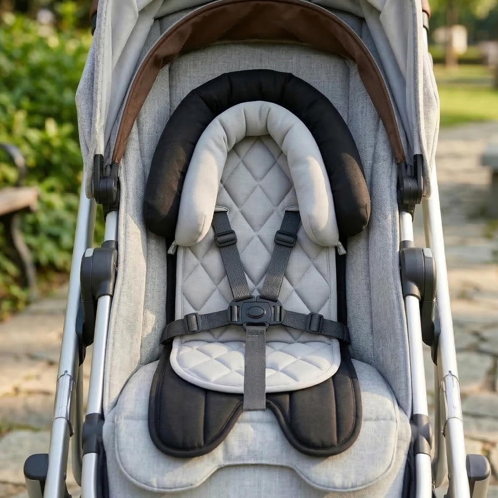 Pro Goleem Infant Car Seat Head Support - Soft 2-in-1 Insert for Newborns | Gray & Black