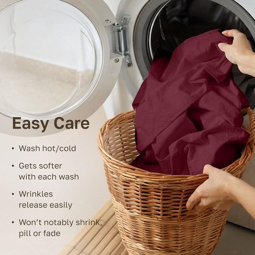 California Design Den Queen Size Pillowcase Set - 400 Thread Count, 100% Cotton Sateen, Soft & Breathable - Burgundy Red