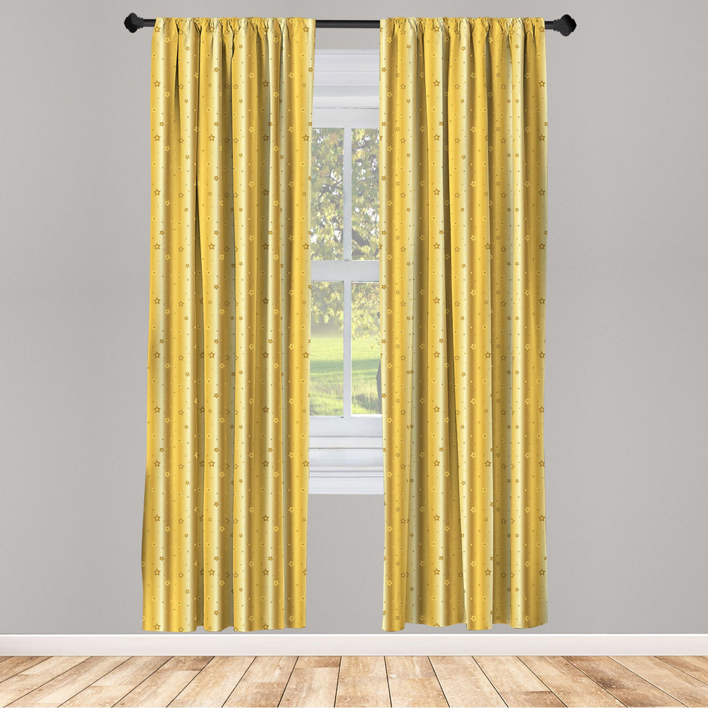 Ambesonne Retro Curtains, Old Fashioned Vibrant Background with Star Abstract Design Print, Window Treatments 2 Panel Set for Living Room Bedroom, Pair of - 28" x 84", Yellow