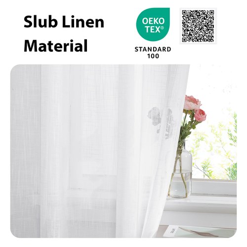 NICETOWN Front Sheer Door Sheer Curtain, Privacy Semitransparent Voile French Door Curtain with Top and Bottom Rod Pocket, Tieback Included, W52 inches x L40 inches, 1 Panel, White