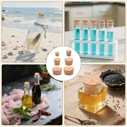 6 Sizes Bottle Corks, Natural Cork Bottle Stoppers for Wine & Beer (30 Pcs) - 1.54", 1.43", 1.2", 0.92", 0.73", 0.6" Top Diameter - Airtight Seal, Reusable
