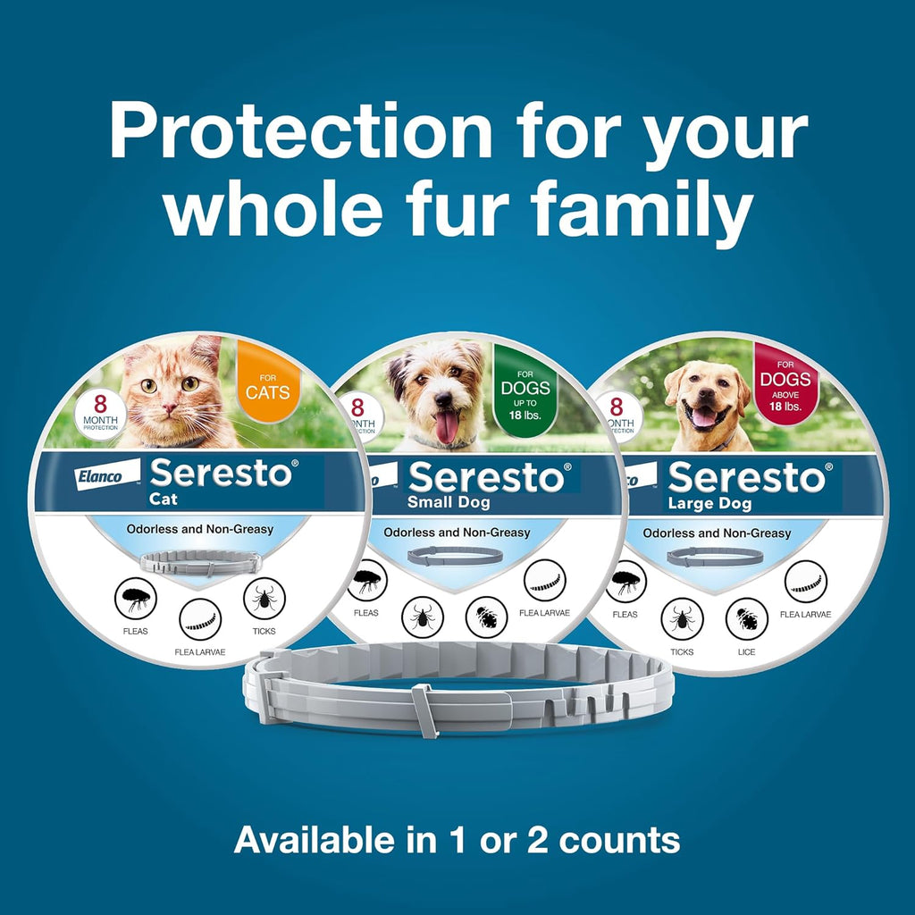Seresto Flea & Tick Collar for Dogs Over 18 lbs - Vet-Recommended Treatment & 8 Month Protection