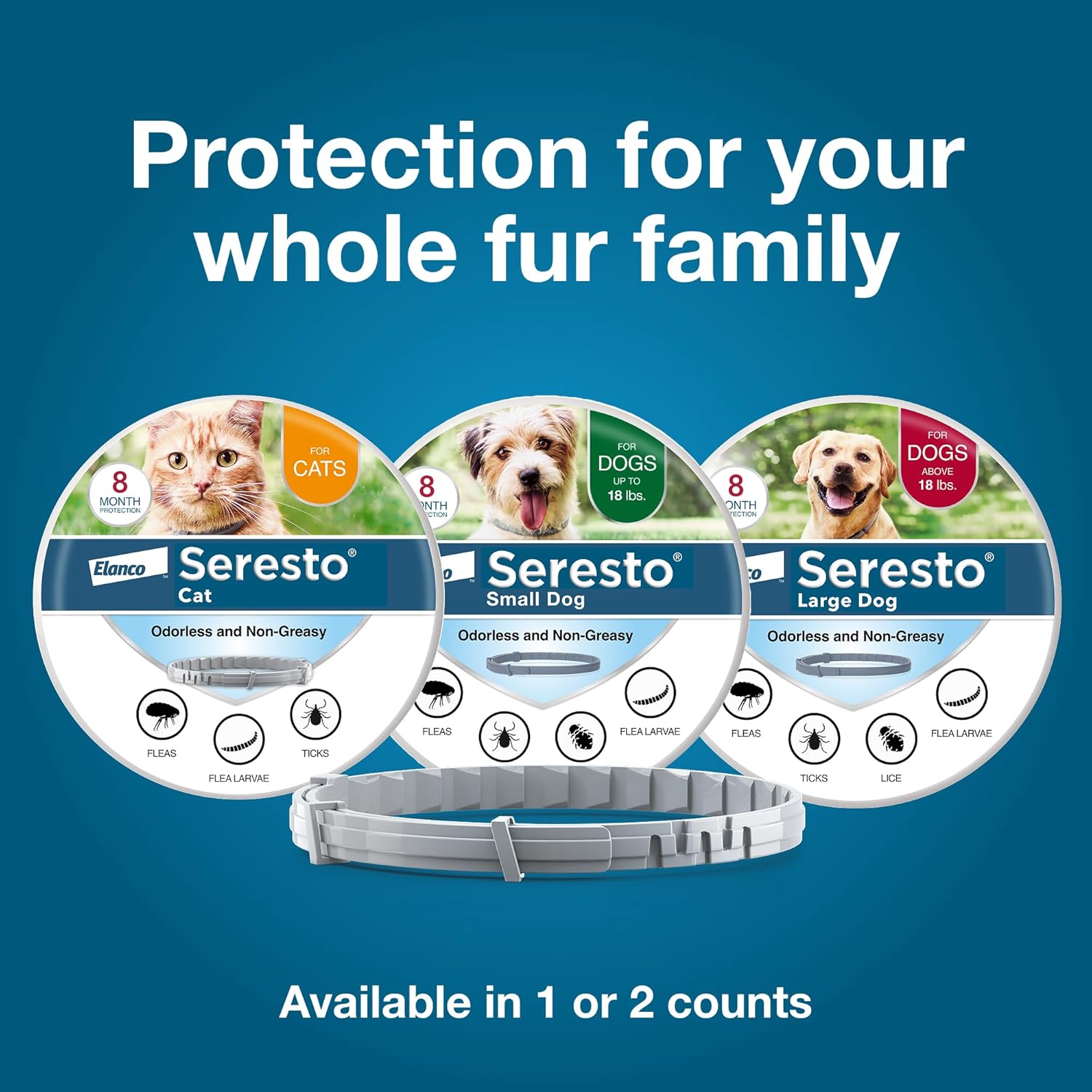 Seresto Flea & Tick Collar for Dogs Over 18 lbs - Vet-Recommended Treatment & 8 Month Protection