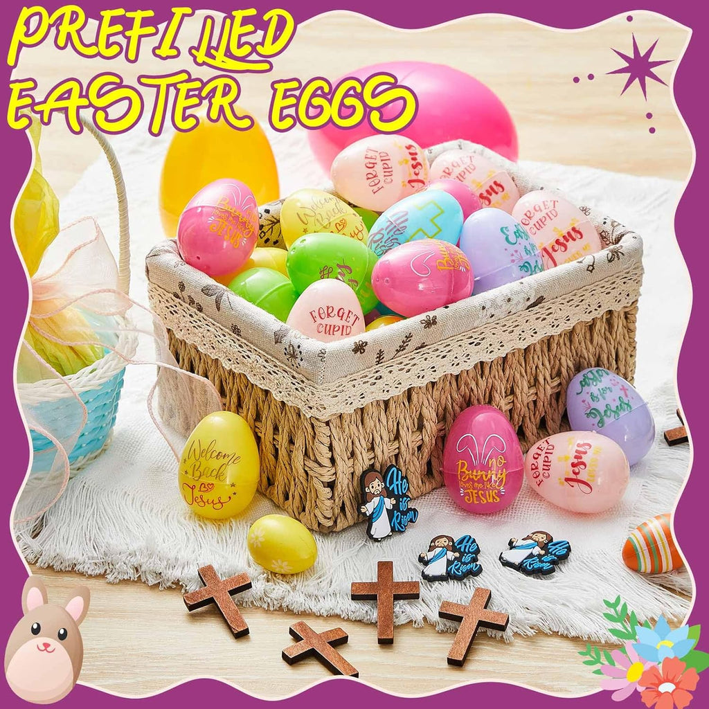 Mini Jesus Figurines Easter Eggs by [Brand Name] - Religious Basket Fillers | 50 Pack of Unfilled Plastic Eggs for Kids' Parties