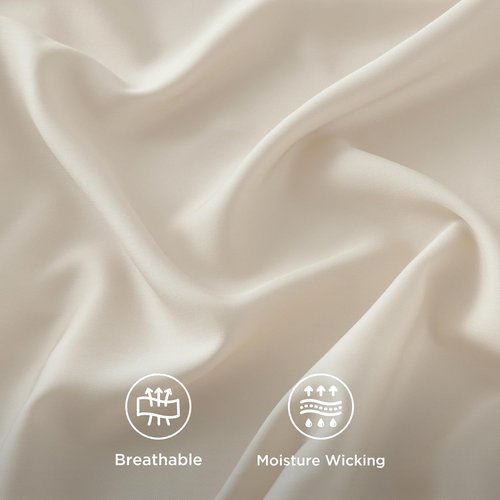 Bedsure Cooling Sheets - Twin XL Bamboo Rayon, Breathable & Soft, Deep Pocket Up to 16 Inches, Light Beige