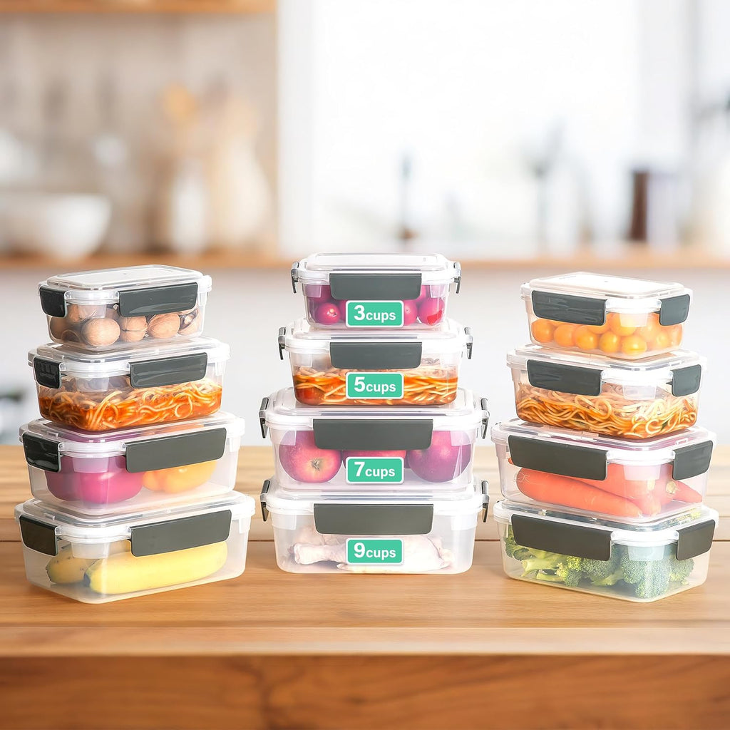 YORY 3-Cup Plastic Food Storage Containers - Nestable, Freezer & Dishwasher Safe | 5-Pack Set
