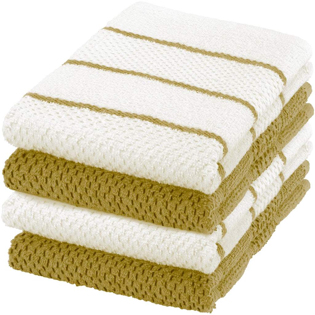 DecorRack 4 Pack Large Kitchen Towels, 16x19 inch Absorbent Dishcloths, 100% Cotton Terry Cleaning Cloth, Grey Set (Pack of 4)