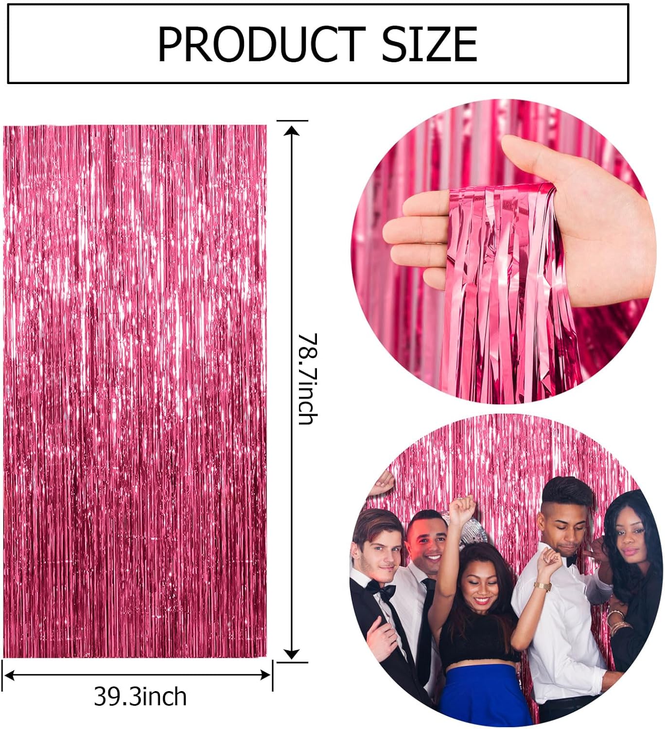 Skiennix 20 Pack Pink Backdrop Decorations - Tinsel Curtain Party Foil Fringe for Birthday & Graduation