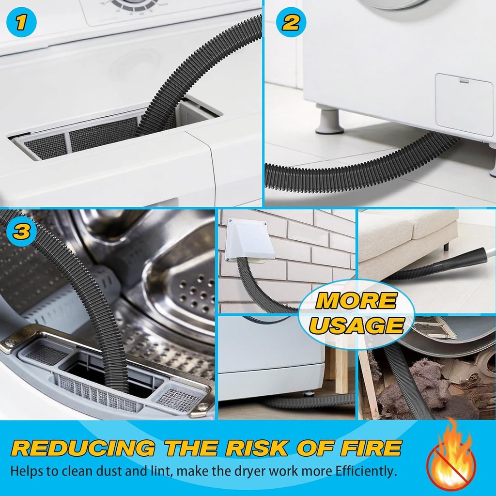 Sealegend Dryer Vent Cleaner Kit - Vacuum Hose Attachment & Lint Brush for Efficient Cleaning | Black
