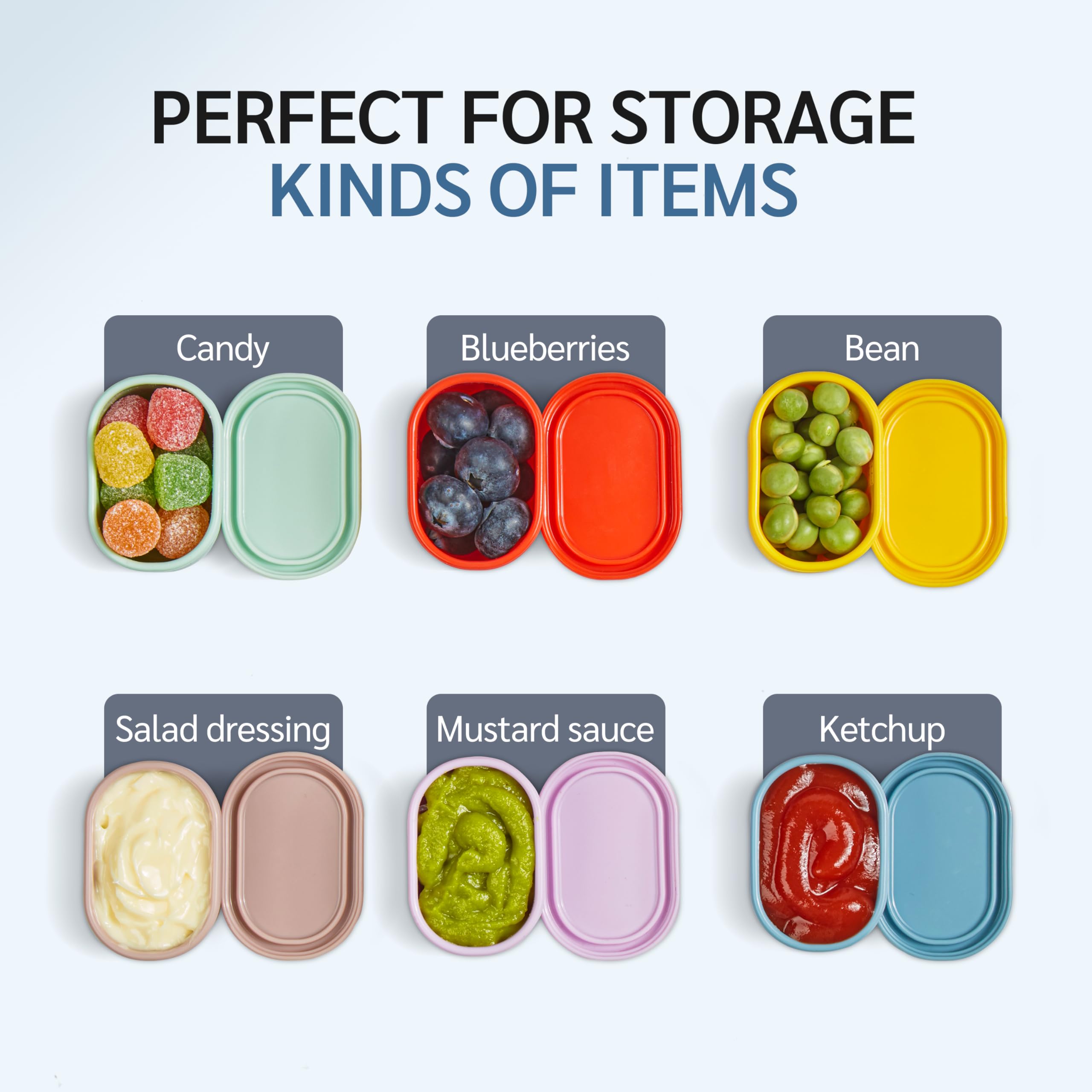 ISSEVE 12Pcs/Set Nesting Silicone Food Storage Containers with Lids, BPA Free Reusable Meal Prep Silicone Containers Airtight, Freezer Dishwasher Safe (33.8oz, 20oz, 10oz, 6.7oz, 1.3oz) (Blue)