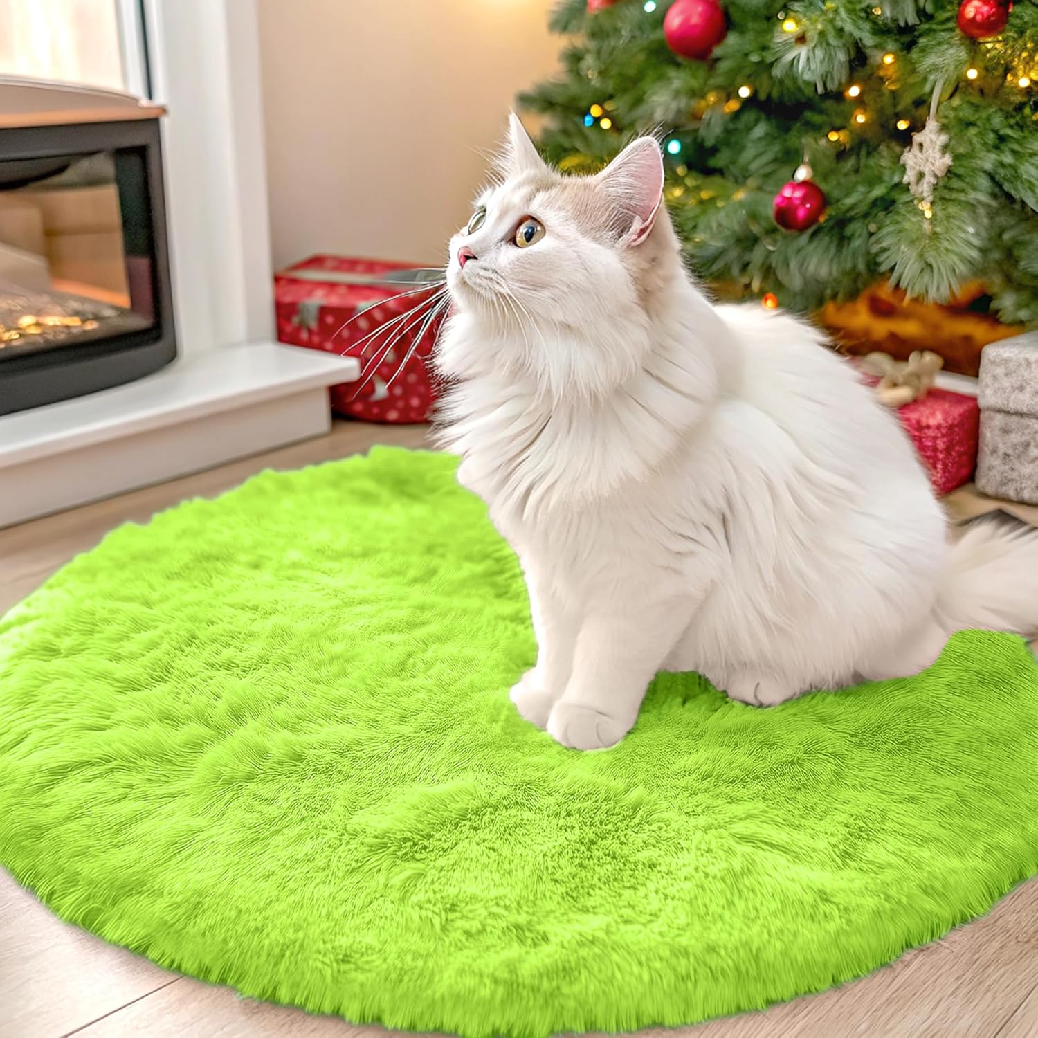 OLANLY Round Lime Green Area Rug - Soft, Machine Washable 2 ft Circle Carpet for Bedroom & Nursery Decor