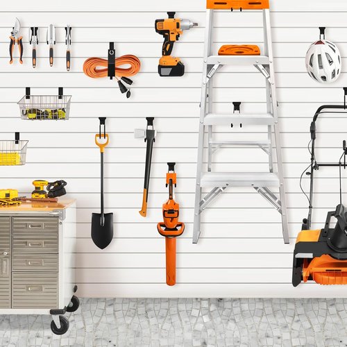 Klastit Slatwall Hooks - Durable Black 20-Pack for Organizing Garden Tools & Heavy-Duty Equipment