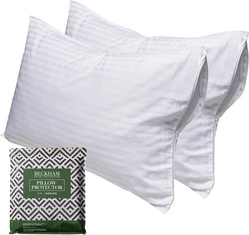 Beckham Hotel Collection Queen Size Pillow Protector - Soft, Breathable Cotton, Set of 2