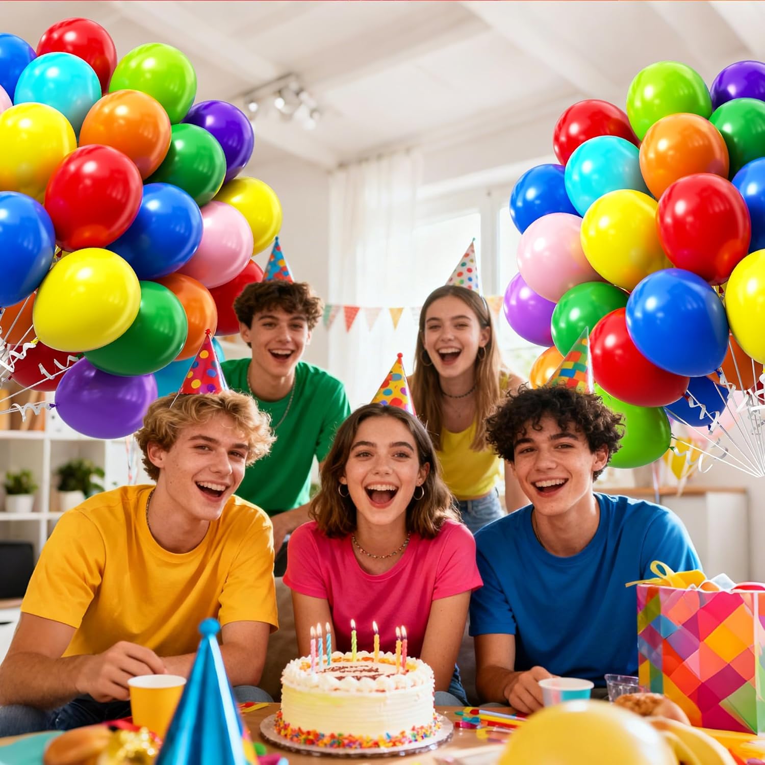 Rainbow Balloons | 12-Inch Latex Balloons - 50 Pack for Colorful Baby Shower & Birthday Decorations