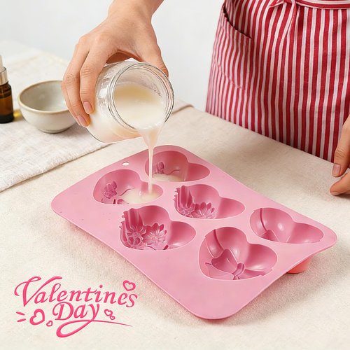 Heart Mold Silicone Soap Molds, 2 Pack Valentine's Day Muffin Brownie Pan for Baking, Jello Candy Mould for Hot Chocolate Bombs Ice Cube Candle Resin