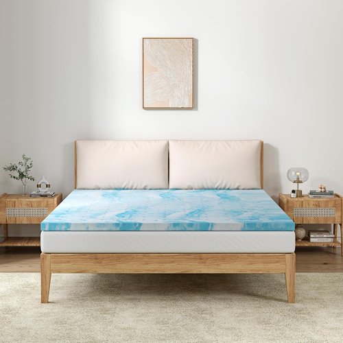 EGOHOME 2 Inch Twin Size Memory Foam Mattress Topper, Gel Infused Memory Foam Bed Topper, Cooling Mattress Pad, CertiPUR-US Certified, 75×38"