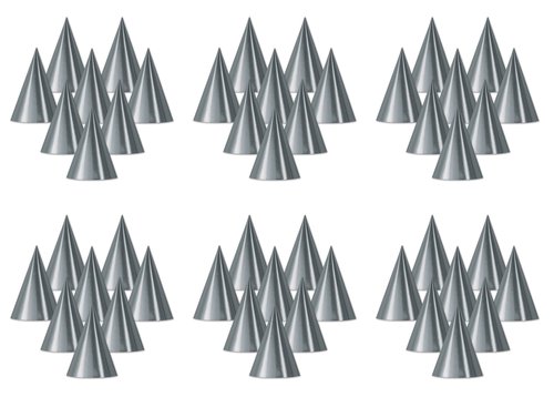 Beistle Pack of 48 Silver Foil Cone Hats, Novelty Metallic Party Headware Supplies for Birthday, New Year's Eve, Anniversary, 6.75"