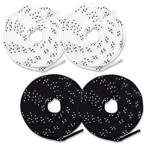 Franklin Sports Hockey Skate Laces - Set of 2 Non-Waxed Pairs - White + Black Unwaxed Ice Hockey Laces - Molded Tips - 96"