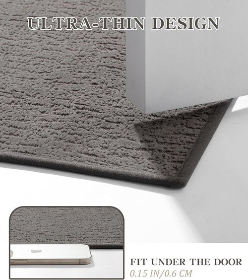 Chakme Ultra Thin Non-Slip Bathroom Rug Mat | Quick Dry Absorbent 24"x17" - Grey