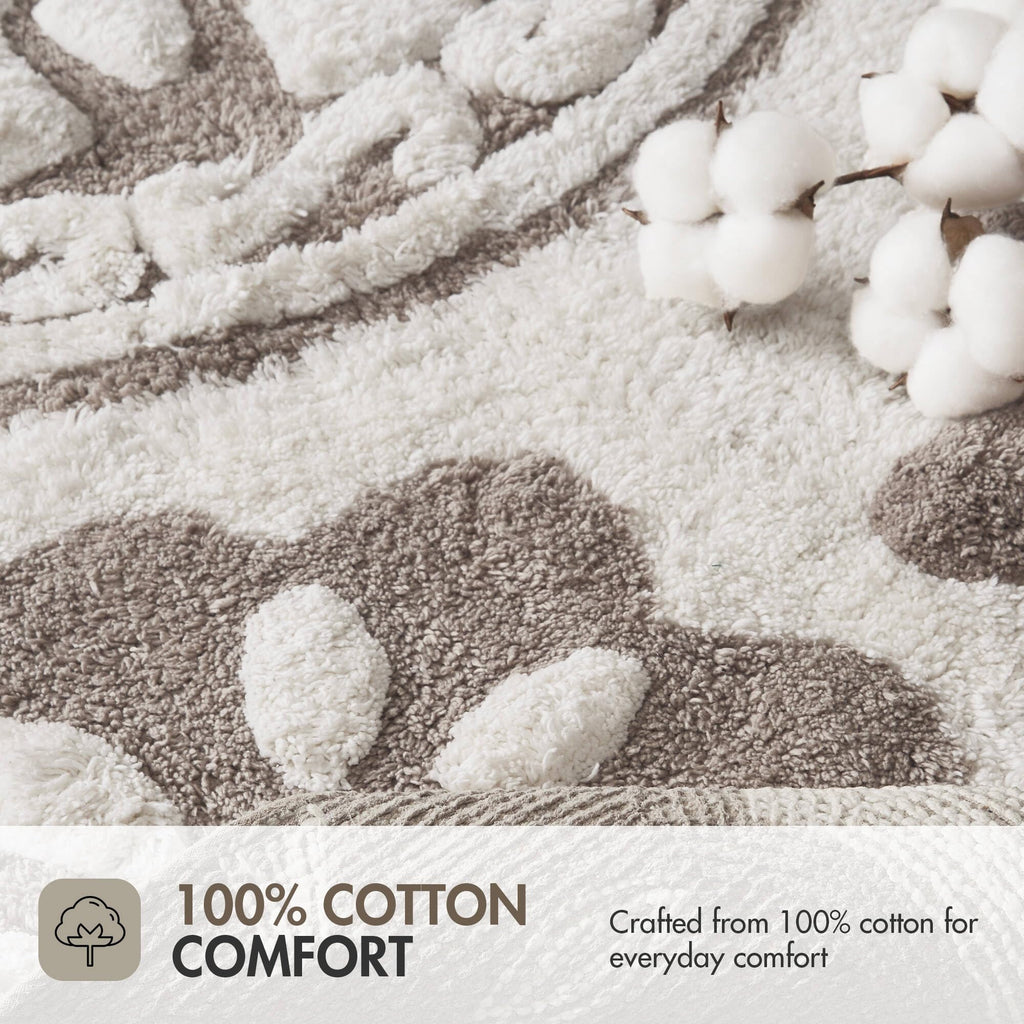 Madison Park Casablanca 100% Cotton Tufted Bathroom Rugs Luxurious Plush Medallion Floral Pattern Bath Mat Absorbent, Quick Dry, Spa Design Shower Room Décor, Rectangle 20" x 30", Taupe