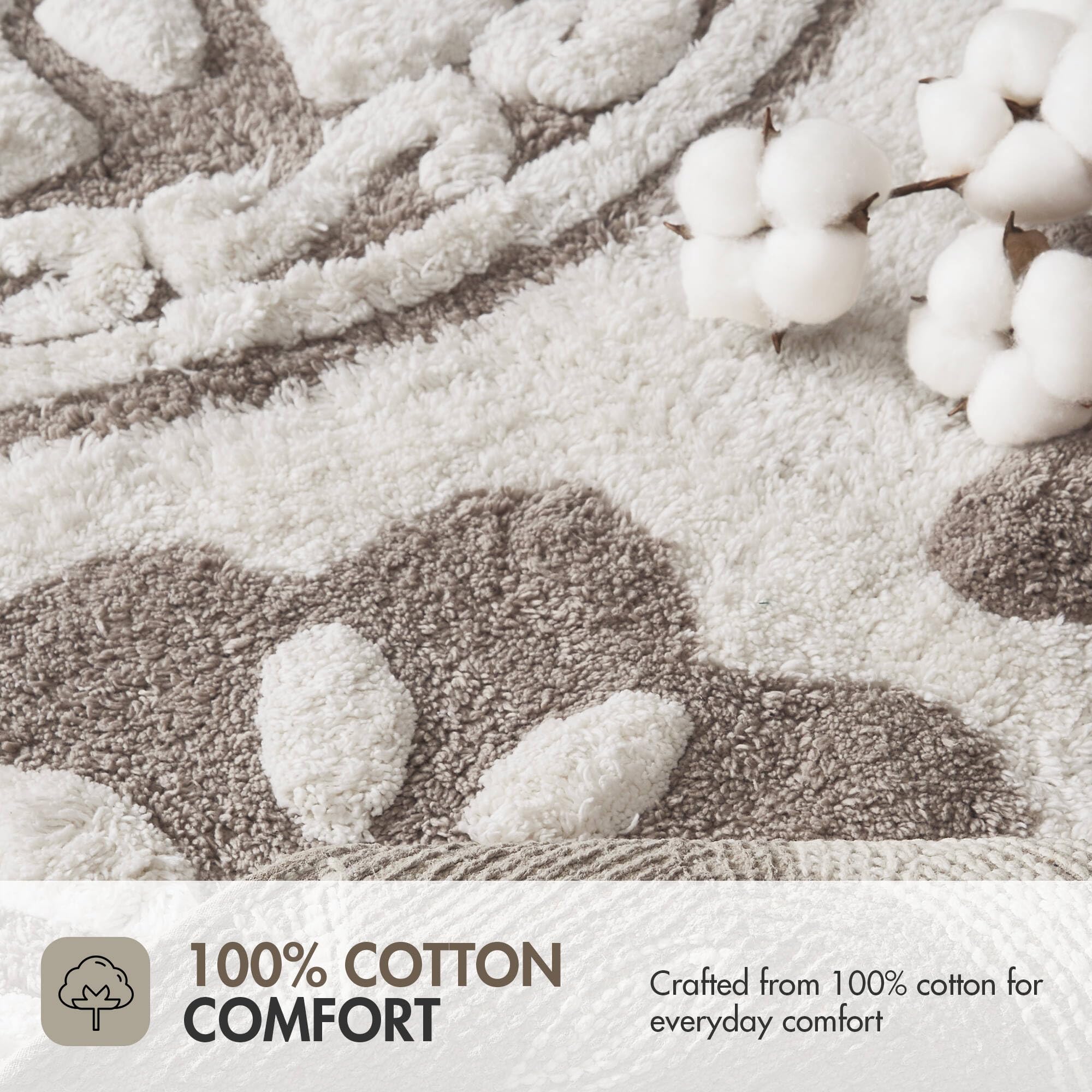 Madison Park Casablanca 100% Cotton Tufted Bathroom Rugs Luxurious Plush Medallion Floral Pattern Bath Mat Absorbent, Quick Dry, Spa Design Shower Room Décor, Rectangle 20" x 30", Taupe