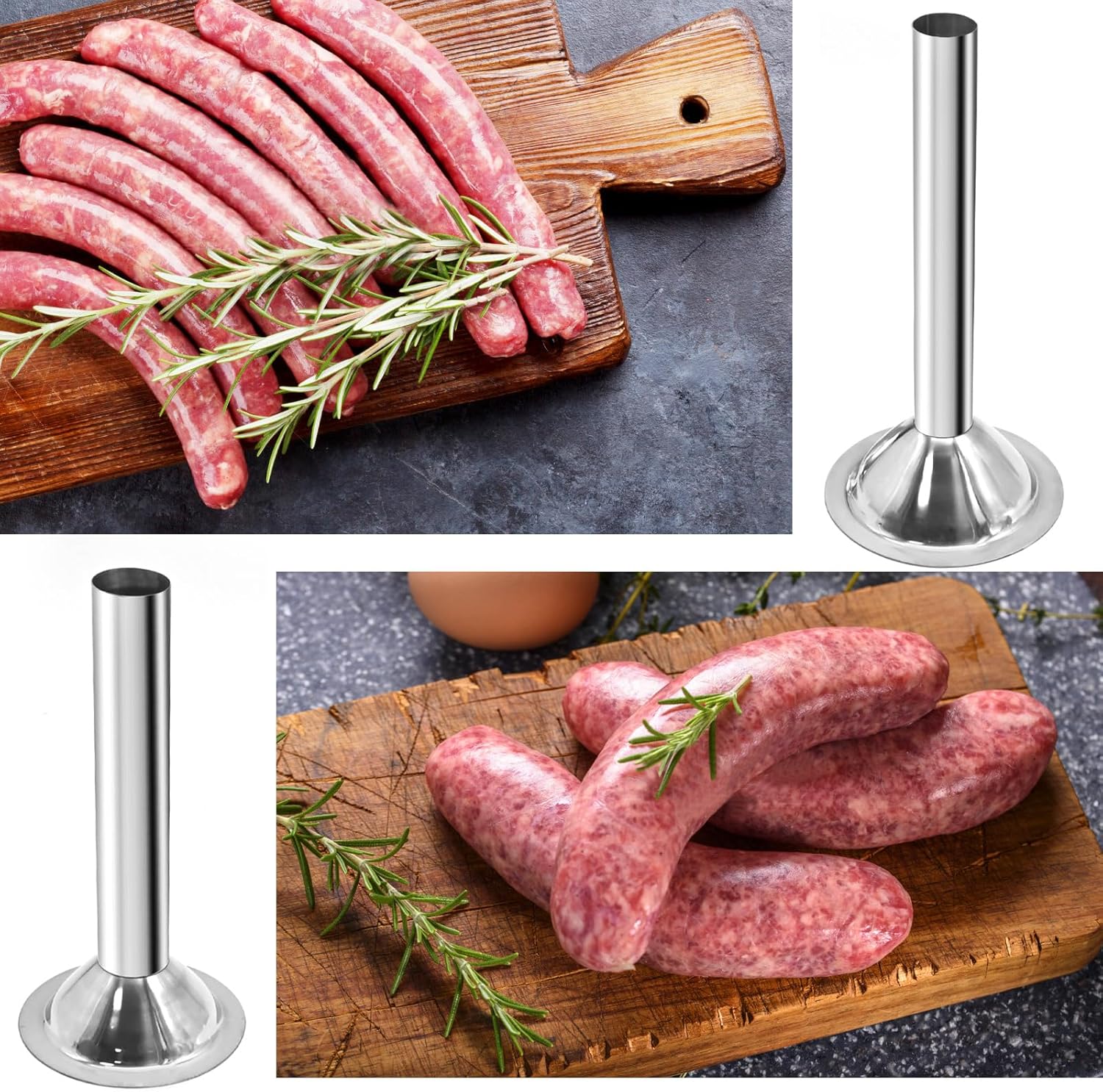 Saihisday Sausage Stuffing Tubes - 4Pcs Stainless Steel Nozzles for #32 Meat Grinder | 5/4”, 1”, 3/4”, 1/2” Openings