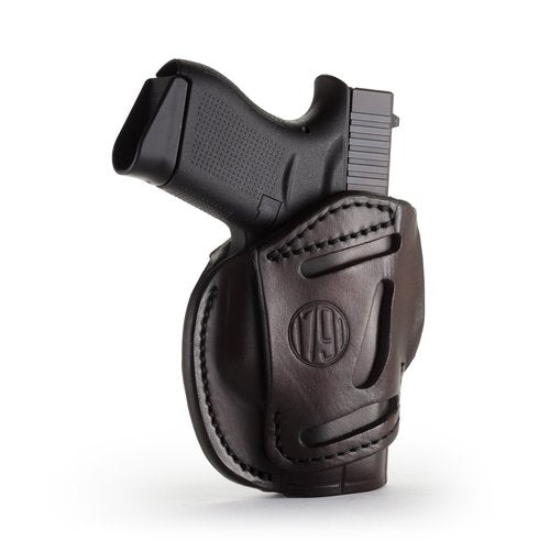 1791 GunLeather 3-Way G43 Holster - OWB CCW Ambidextrous Leather Gun Holster - Fits Glock 43, Glock 42, Kahr CW380 and S&W Bodyguard