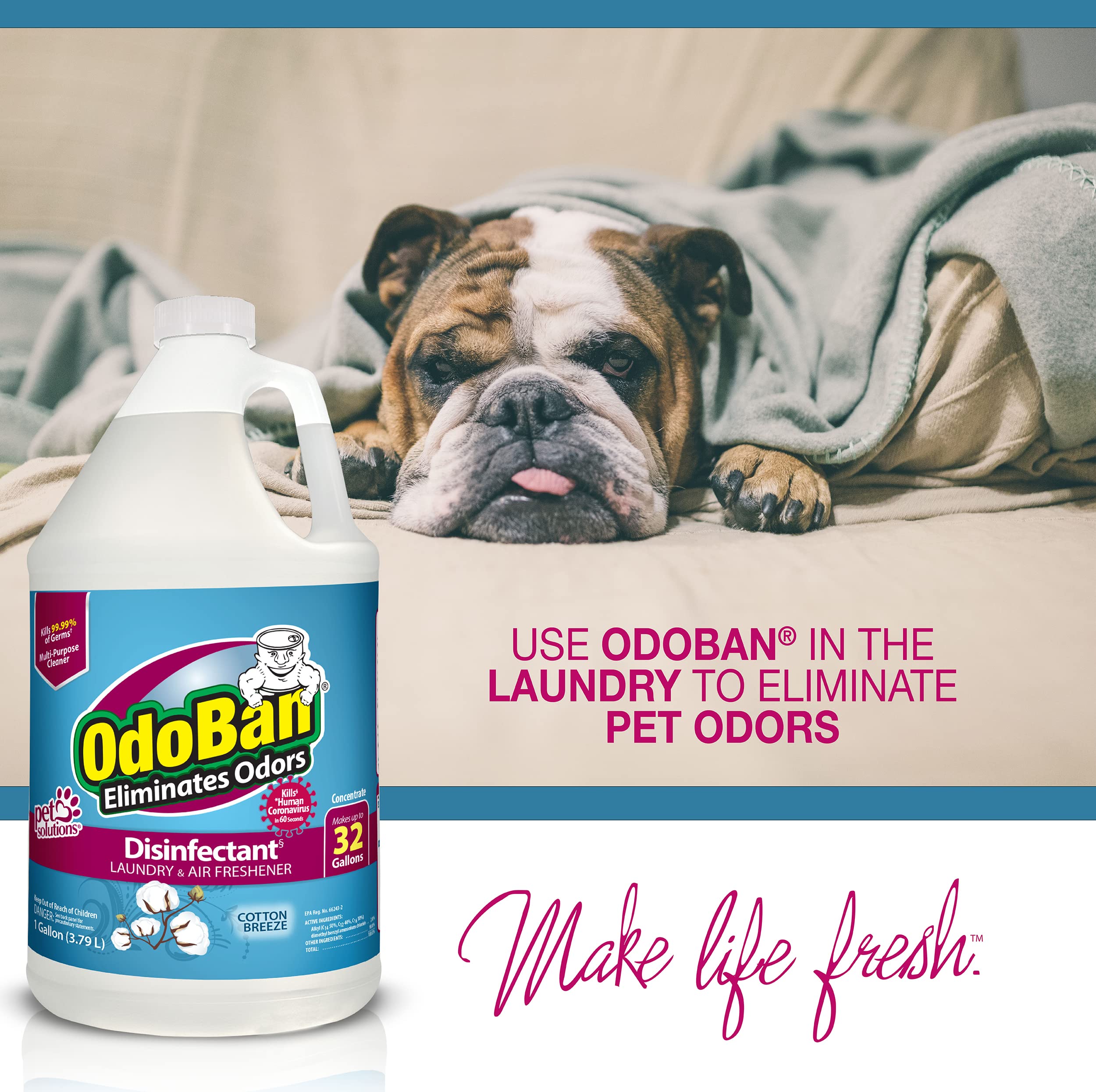 OdoBan Disinfectant Concentrate and Odor Eliminator, Made in the USA, Cotton Breeze Scent, 4 Gallons