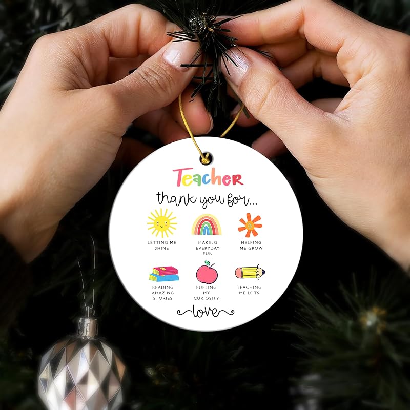 Teacher Appreciation Christmas Ornament 2026 H42 – Thank You Gift, Basswood & Acrylic