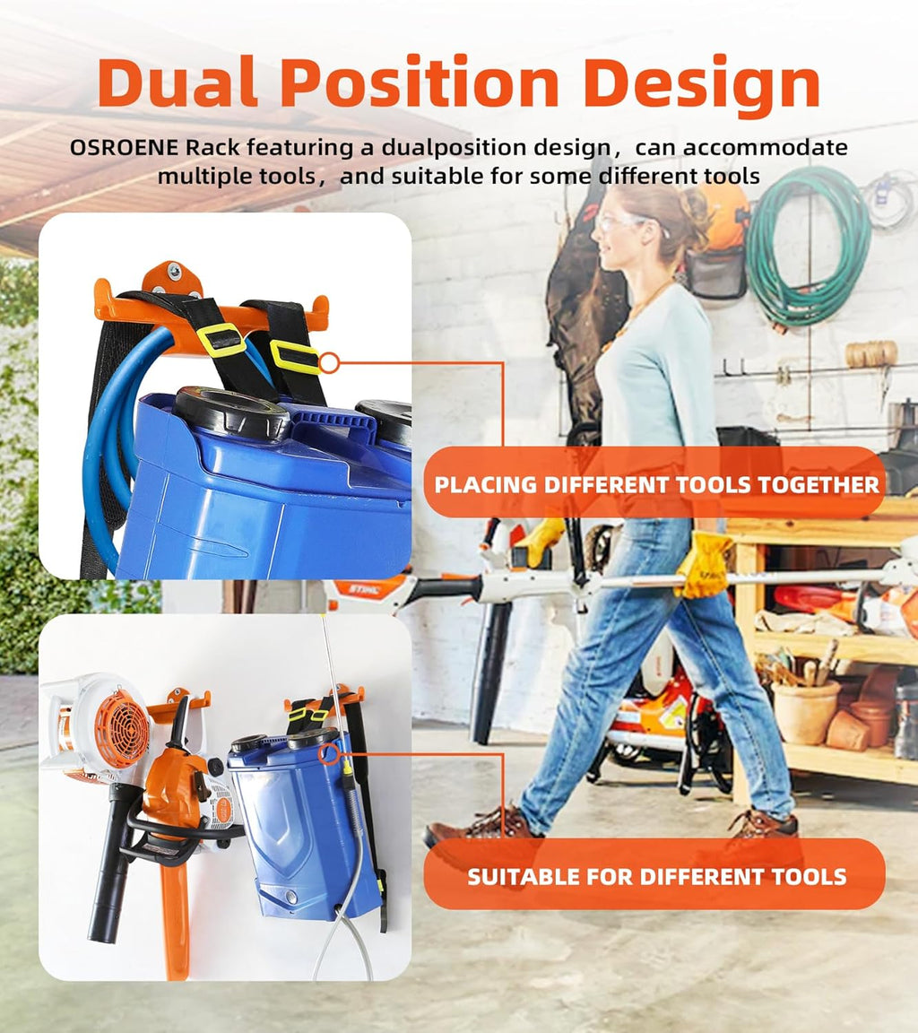 Backpack Leaf Blower Hanger - Heavy-Duty Wall Mount for Sprayers & Chainsaws | Garage Organization