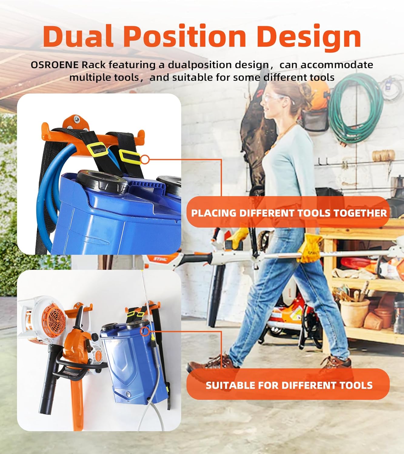 Backpack Leaf Blower Hanger - Heavy-Duty Wall Mount for Sprayers & Chainsaws | Garage Organization