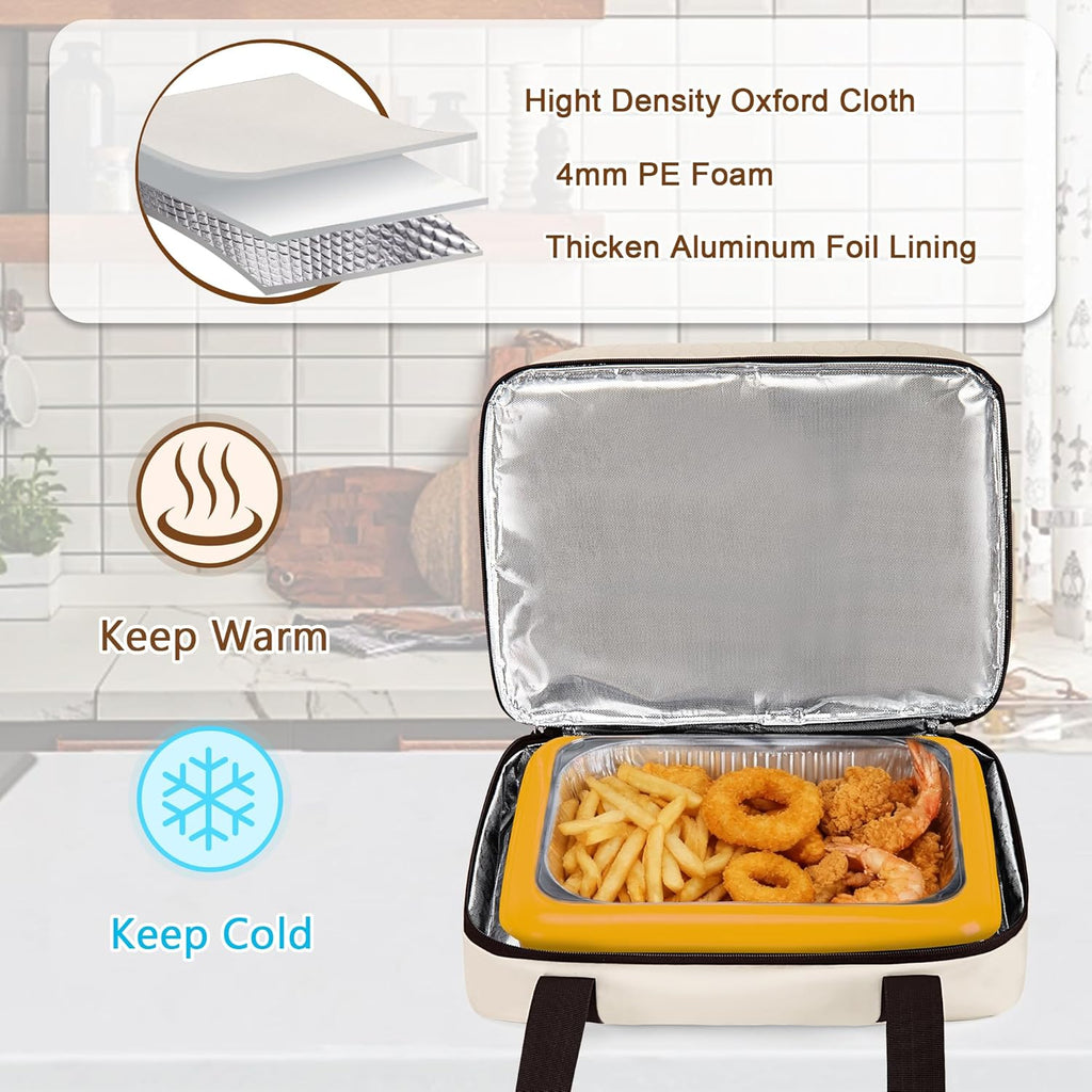 Trunab Insulated Casserole Carrier - Double Thermal Food Containers for 9x13 Inch Dishes | Beige