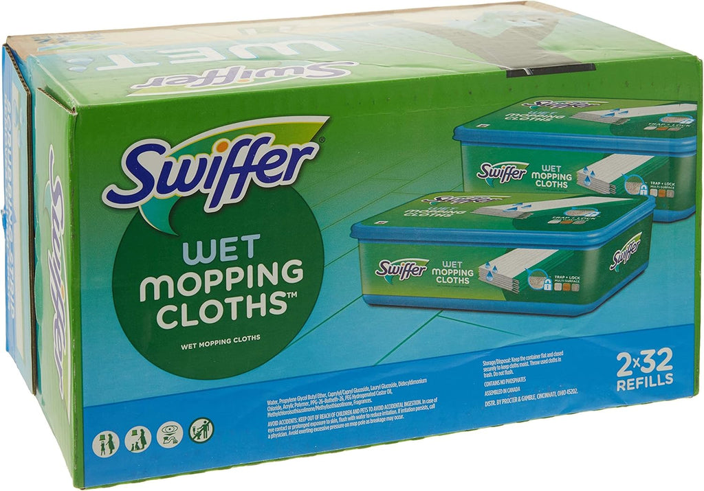 Swiffer Sweeper Wet Mopping Cloths - Open Window Fresh Scent | 32 Count Pack of 2